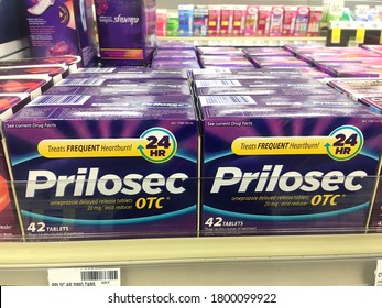 Columbus, Ohio August 18, 2020
Prilosec Heartburn Medication On Display At Local Pharmacy.