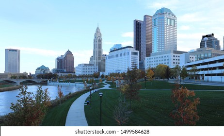 The Columbus, Ohio City Center On A Beautiful Morning