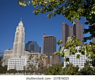 Columbus, Ohio Downtown Framed By Trees