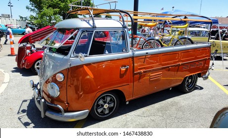 COLUMBUS, OHIO - JULY 13, 2019: Converted Vintage VW Bus At The Goodguys PPG Nationals 2019