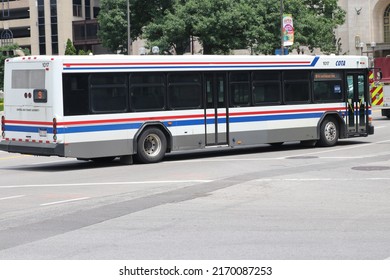 Columbus Ohio June 21, 2022
COTA Central Ohio Transit Authority Bus For Public Transportation.