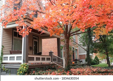 Columbus Ohio October 12, 2020
Vibrant Autumn Leaves In A Residential Neighborhood.