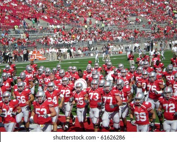 COLUMBUS, OHIO - SEPTEMBER 18: The Ohio State Buckeyes  prepare for their game against the OU Bobcats on September 18, 2010 in Columbus, OH.
