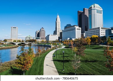 The Columbus, Ohio Skyline And Scioto Mile.