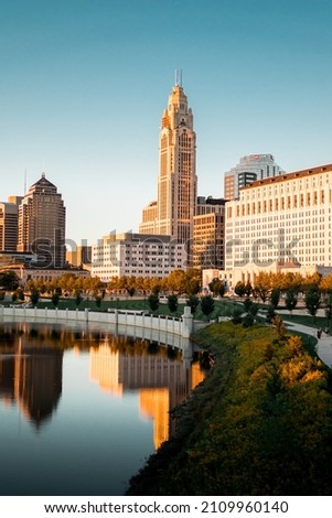 Columbus Ohio Skyline at Sunset by River