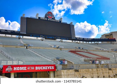 COLUMBUS, OHIO/USA - JULY 27, 2018:  Ohio Stadium Its The Home Of The Ohio State Buckeyes Football Team.  This Historic Landmark Is Also Called The Shoe Or Horseshoe.