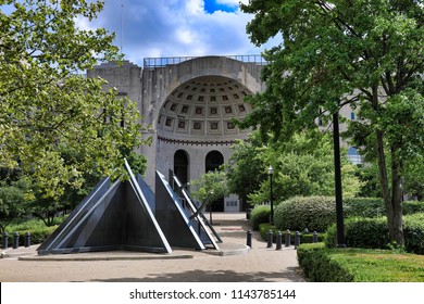 COLUMBUS, OHIO/USA - JULY 27, 2018:  Ohio Stadium Its The Home Of The Ohio State Buckeyes Football Team.  This Historic Landmark Is Also Called The Shoe Or Horseshoe.