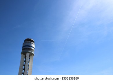 Columbus, Ohio/USA March 27,2019: John Glenn International Airport Control Tower.