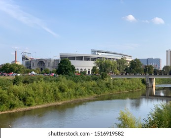 COLUMBUS, OHIO/USA - SEPTEMBER 21, 2019:  Ohio Stadium, In Columbus, Ohio Is The Home Of The Big Ten Buckeyes.  Located On The OSU Campus, This Football Stadium Is A Major Destination Landmark.