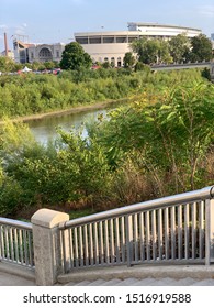 COLUMBUS, OHIO/USA - SEPTEMBER 21, 2019:  Ohio Stadium, In Columbus, Ohio Is The Home Of The Big Ten Buckeyes.  Located On The OSU Campus, This Football Stadium Is A Major Destination Landmark.