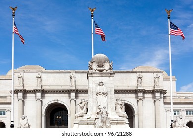 Columbus Statue Carved By Lorado Taft In 1911 In Front Of Union Station Washington DC. He Died In 1936