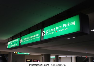 Columbus,Ohio October 31, 2020
Baggage Claim Short Term Parking Signage At John Glenn Airport.