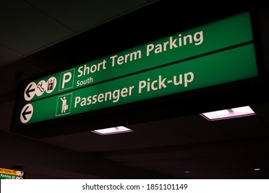 Columbus,Ohio October 31, 2020
Baggage Claim Short Term Parking Signage At John Glenn Airport.