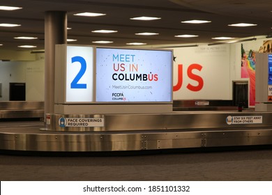 Columbus,Ohio October 31, 2020
Baggage Claim/Short Term Parking Signage At John Glenn Airport.