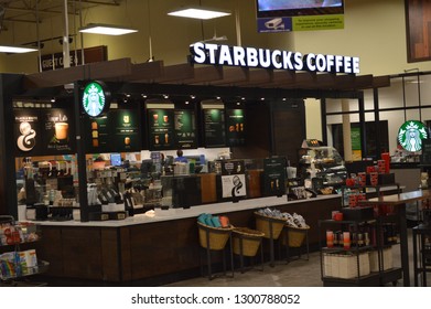 Columbus,Ohio/USA January 25,2019:  Starbucks Location Inside Kroger Food Chain.