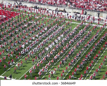 COLUMBUS,OH-SEPTEMBER 5:  The Ohio State Alumni Band Performs With The Current OSU Band Before The Game Against Navy On September 5, 2009.