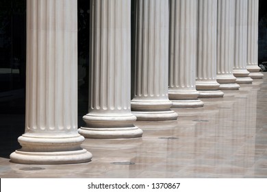 Column array with a Greek doric-style base - Shutterstock ID 1370867