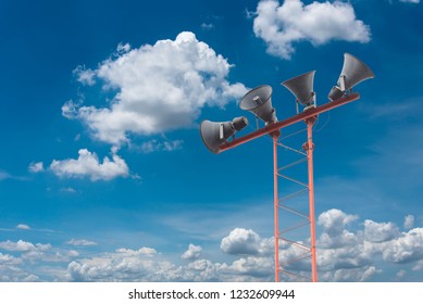 Column speakers broadcasting Technology is separated from the background.