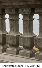 Columned Gray Stone Wall With Nice Ornaments