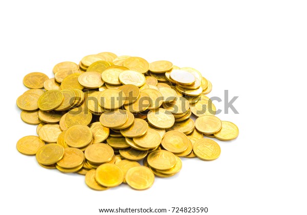 白い背景に金貨の列 コインの山 ビジネスバンキングのアイデア の写真素材 今すぐ編集
