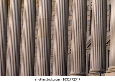 Columns At Herbert Hoover Building, Commerce Department, 14th Street, Washington DC, USA.