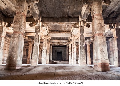 Columns Inside The Very Old Hindu Temple