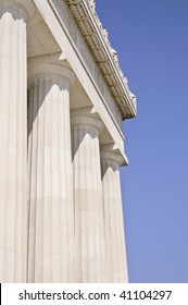 Columns Of The Lincoln Memorial Against Blue Sky