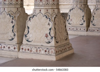 Columns in the Red Fort, Agra UNESCO World Heritage Site