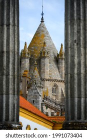 Columns Of The Roman Temple And The Cathedral Of Évora, Alentejo, Portugal