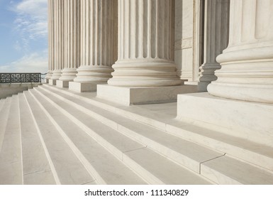 Columns And Steps Of The Supreme Court Building In Washington DC