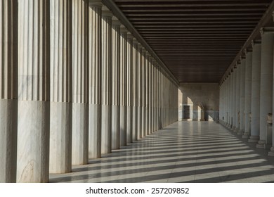 Columns In Stoa Of Attalos In Greece