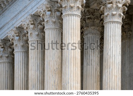 Columns stone architectural perspective layout. Columns marble symmetry repetition. Columns decorative capitals carved detail. Columns facade.