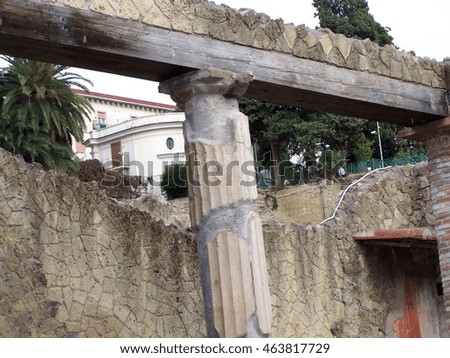 Columns that once supported the roofs of villas in Herculaneum, an Italian city destroyed by Mount Vesuvius in 79AD