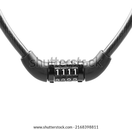 A combination bicycle lock. Close up. Isolated on a white background.