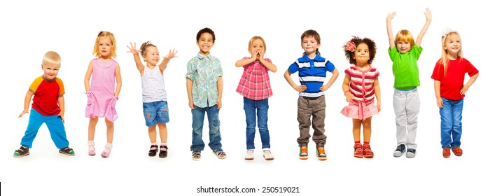 Combination Of Little Kids Standing Isolated 