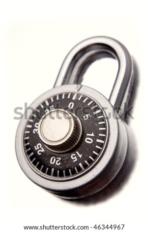 Combination lock isolated on plain white background