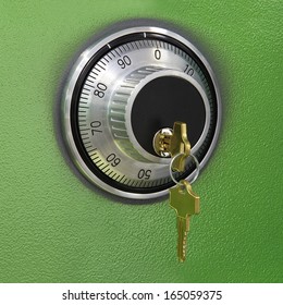 Combination Lock On The Safe With Two Keys