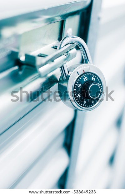 Combination Lock On Self Storage Door Stock Photo Edit Now 538649233