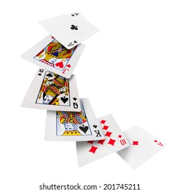 The combination of playing cards poker casino. Isolated on white background