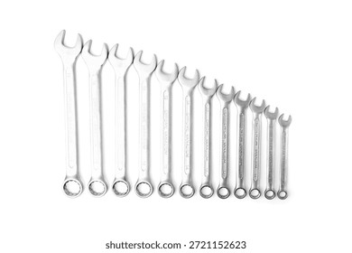Combination spanner ring wrench isolated on white background.
