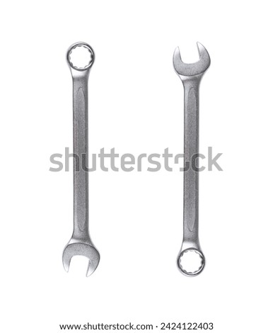 Combination spanner ring wrench isolated on a white background.