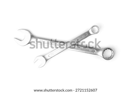 Combination spanner ring wrench isolated on white background.