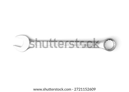 Combination spanner ring wrench isolated on white background.