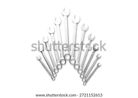 Combination spanner ring wrench isolated on white background.