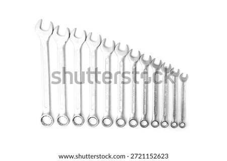 Combination spanner ring wrench isolated on white background.