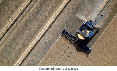 Combine Harvester Harvesting Top View