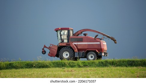 Combine Harvester Isolated On Gray Background