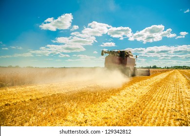 combine harvester in work