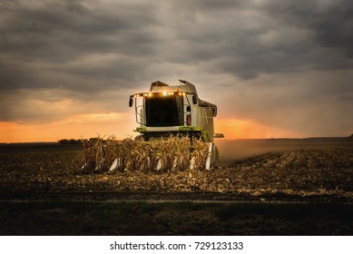 Combine Harvesting Corn