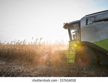 Combine harvesting crop corn grain fields  - Shutterstock ID 157616018